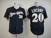 Milwaukee Brewers #20 Jonathan Lucroy Dark Blue Stitched MLB Jersey,baseball caps,new era cap wholesale,wholesale hats